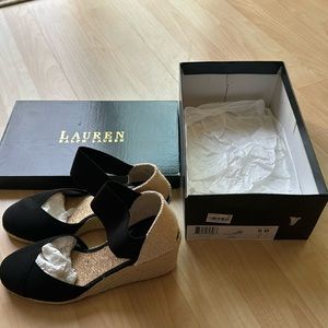 New Ralph Lauren Charla Black Elastic Summer shoes